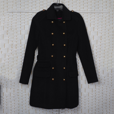 Mid Long Black Woolen Women's Thick Warm Winter Coats S - XL Available
