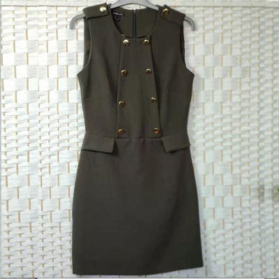 Plain Style Ladies Elegant Dresses , Flap Zipped Sleeveless Long Vest Coat