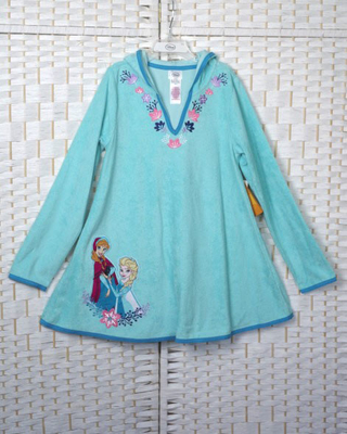 Hooded Sustainable Children's Clothing , Machine Embroidered Girls Night Robe