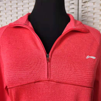 Coral Red Sustainable Athletic Wear , Half Zip Long Sleeve Sports Sweatshirt