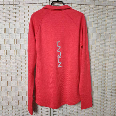 Coral Red Sustainable Athletic Wear , Half Zip Long Sleeve Sports Sweatshirt