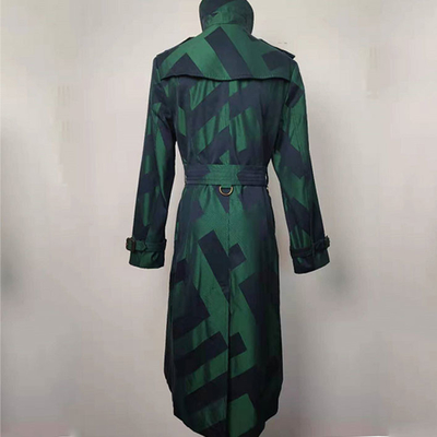 Jacquard Ladies Fashion Wear , Red / Green Double Breasted Peacoat