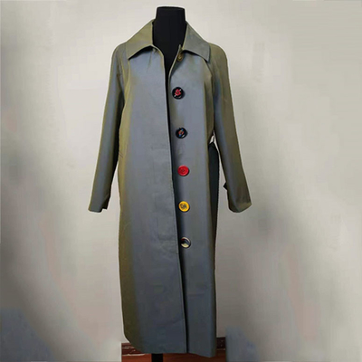 Gradually Changing Color Trench Coat Single-Breasted  Long Coat Windbreaker