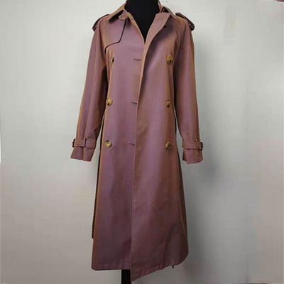 Gradually Changing Color Long Trench Coat Double - Breasted Windbreaker
