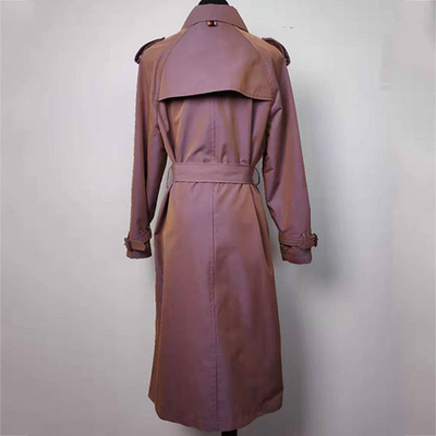 Gradually Changing Color Long Trench Coat Double - Breasted Windbreaker