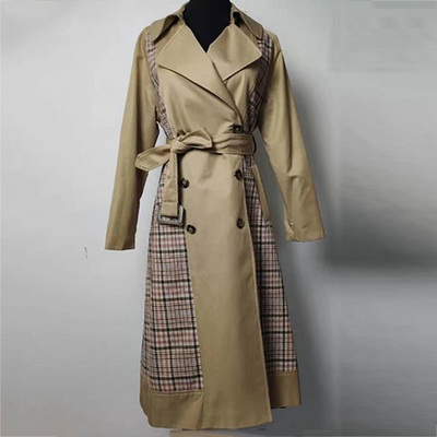 Double-Breasted Trench Coat Women Spring Autumn Long Belted Coat