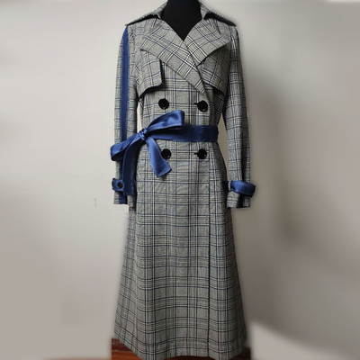 Checkered Ladies Fashion Wear Double - Breasted For Autumn / Winter