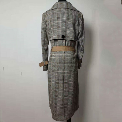 Checkered Ladies Fashion Wear Double - Breasted For Autumn / Winter