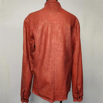 Anti Wrinkle Fashion Ladies Jackets , Soft Short Red Leather Jacket