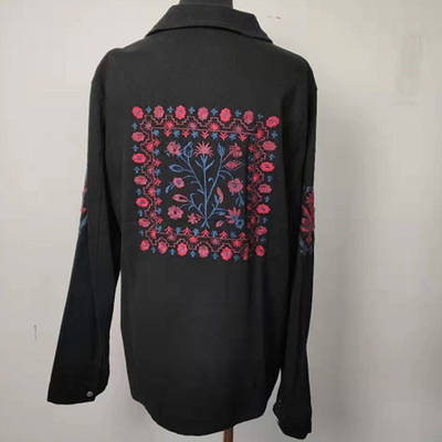 Soft Ladies Fashion Wear / Embroidered Jacket With Snap Button Closure