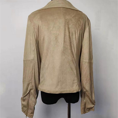 Fake Suede Ladies Fashion Wear , Soft Zipped Loose Fit Short Coat Womens