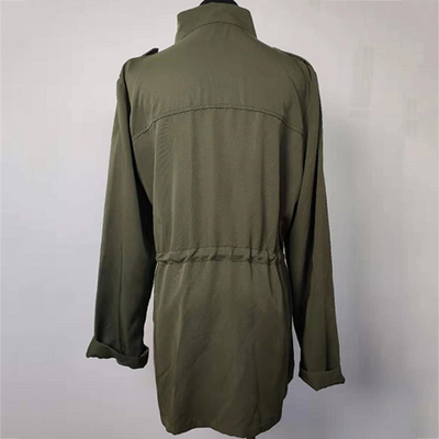 Windproof Fashion Ladies Jackets , Long Sleeves Army Green Trench Coat