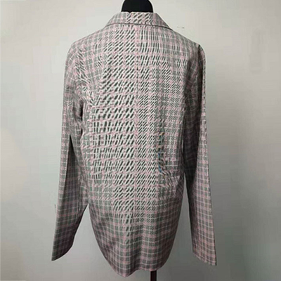 Button - Less Tweed Ladies Blazer , Plaid Ladies Casual Blazer Jacket