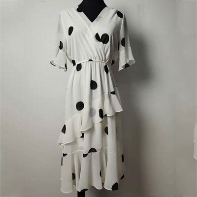 Women's Irregular Bottom Short Sleeve Bodycon Dress V Neck For Summer