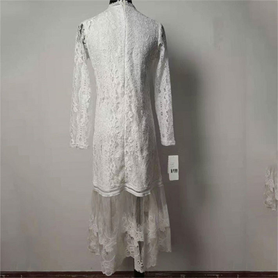 Long Sleeves Ladies Elegant Dresses , Straight Fit Crochet Lace Flower Girl Dress