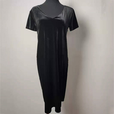 Black Velvet Ladies Elegant Dresses Short Sleeve For Banquet / Night Party