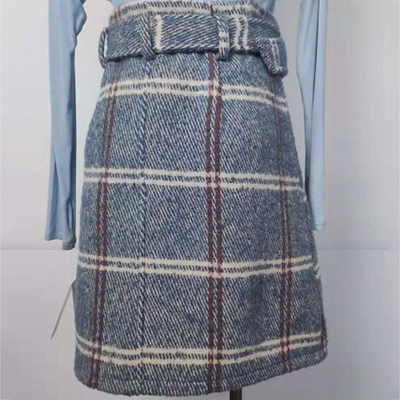 Thickened Women's High Waisted Plaid Skirt Anti Static For Autumn / Winter