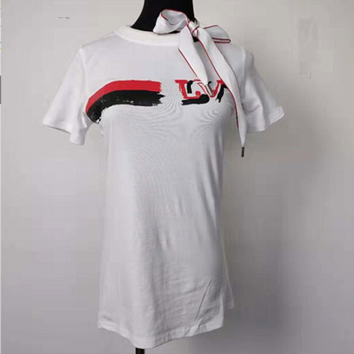 Short Sleeves Ladies Fashion Wear , Comfortable Bow Tie Ladies Cotton T Shirts