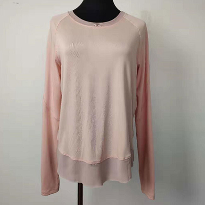 Sexy Mesh Breathable Sustainable Athletic Wear , Long Sleeve Yoga Tops For Women
