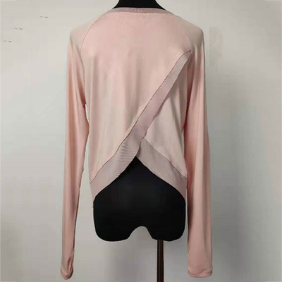 Sexy Mesh Breathable Sustainable Athletic Wear , Long Sleeve Yoga Tops For Women