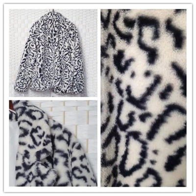 Womens Faux Fur Jacket , Water Resistant Fake Fur Leopard Coat