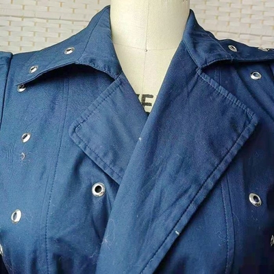Women Casual Windbreaker Light Weight 50%Cotton 50%Polyester Navy Blue