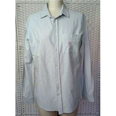 Men'S Cotton Shirt 100% Cotton White Vertical Stripes Formally And Comfortable