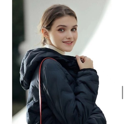 Front Zip Closure Sustainable Padded Down Jacket Contrast Color