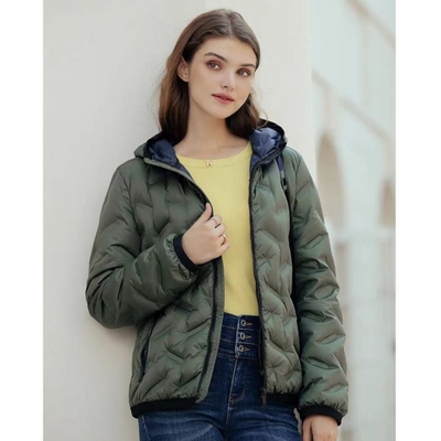 Fluorescent Green Sustainable Padded Down Jacket 100% Polyester Fiber