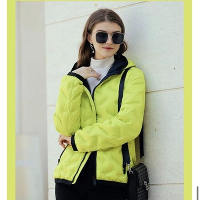Fluorescent Green Sustainable Padded Down Jacket 100% Polyester Fiber