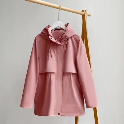 Women'S Hooded Windproof Jacket Windbreaker 100% Polyester Fiber
