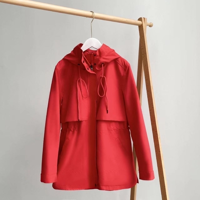 Women'S Hooded Windproof Jacket Windbreaker 100% Polyester Fiber