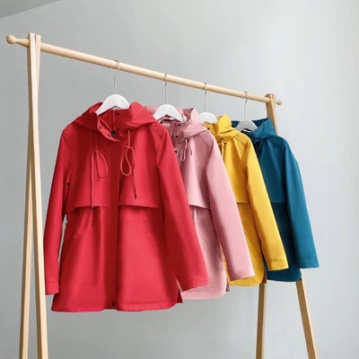 Women'S Hooded Windproof Jacket Windbreaker 100% Polyester Fiber