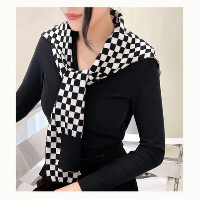 Ladies Merino Wool Checkerboard Shawl Sustainable Clothing