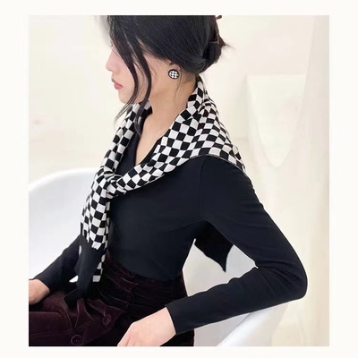 Ladies Merino Wool Checkerboard Shawl Sustainable Clothing