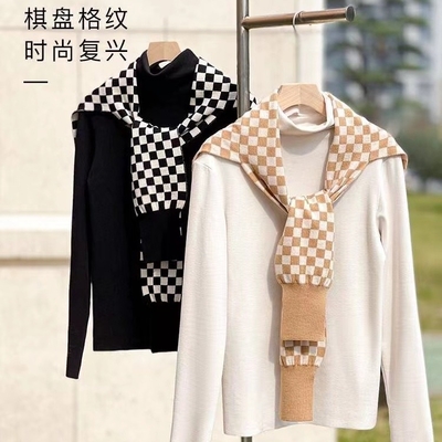 100% Merino Wool Shawl Checkerboard Breathable Comfortable