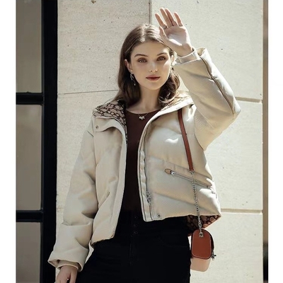 Women Sustainable Padded Down Jacket 100% Polyester Digital Print