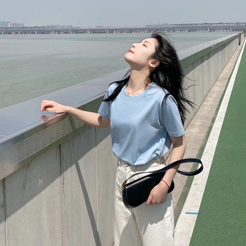 Ladies Hyaluronic Acid Pima Cotton Crew Neck Super T-Shirt Moisturizing