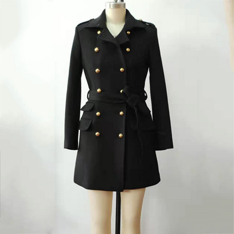 Mid Long Black Woolen Women's Thick Warm Winter Coats S - XL Available