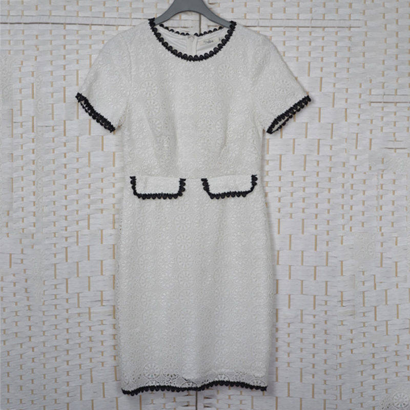 Elegant Lace Bodycon Business Dress White / Navy  For Formal Occasion