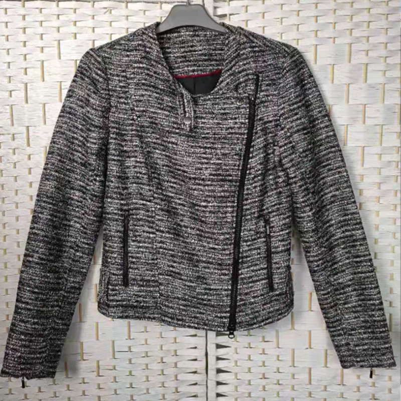 Melange Womens Tweed Blazer Jacket With Round Neckline Customization Acceptable