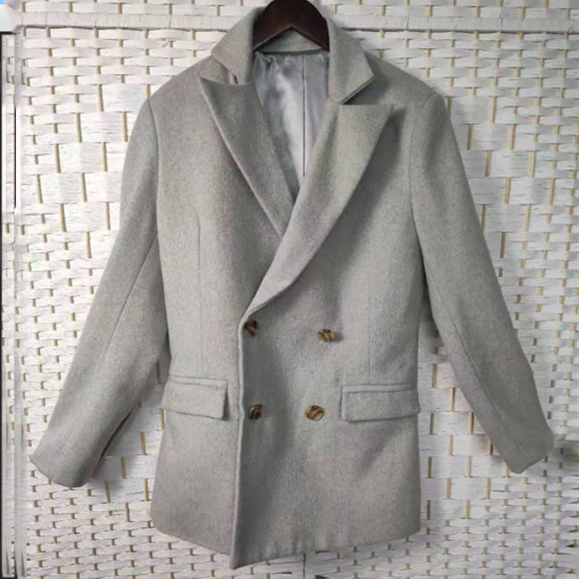 Soft Women's Casual Blazers , Double - Breasted Ladies Wool Blazer Jackets