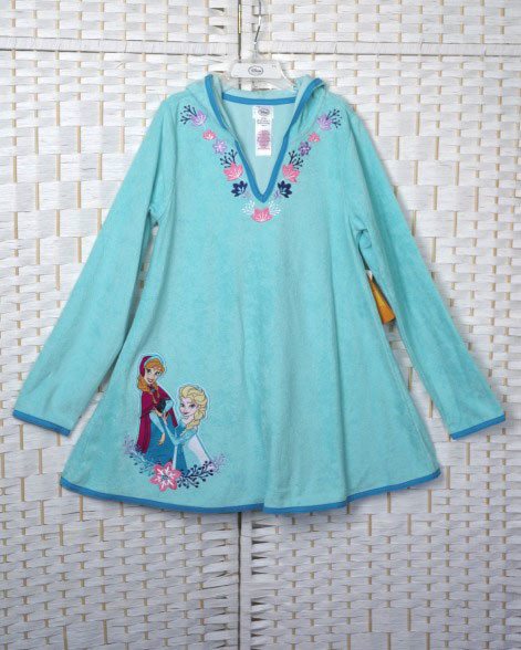 Hooded Sustainable Children's Clothing , Machine Embroidered Girls Night Robe