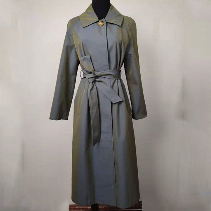 Gradually Changing Color Trench Coat Single-Breasted  Long Coat Windbreaker