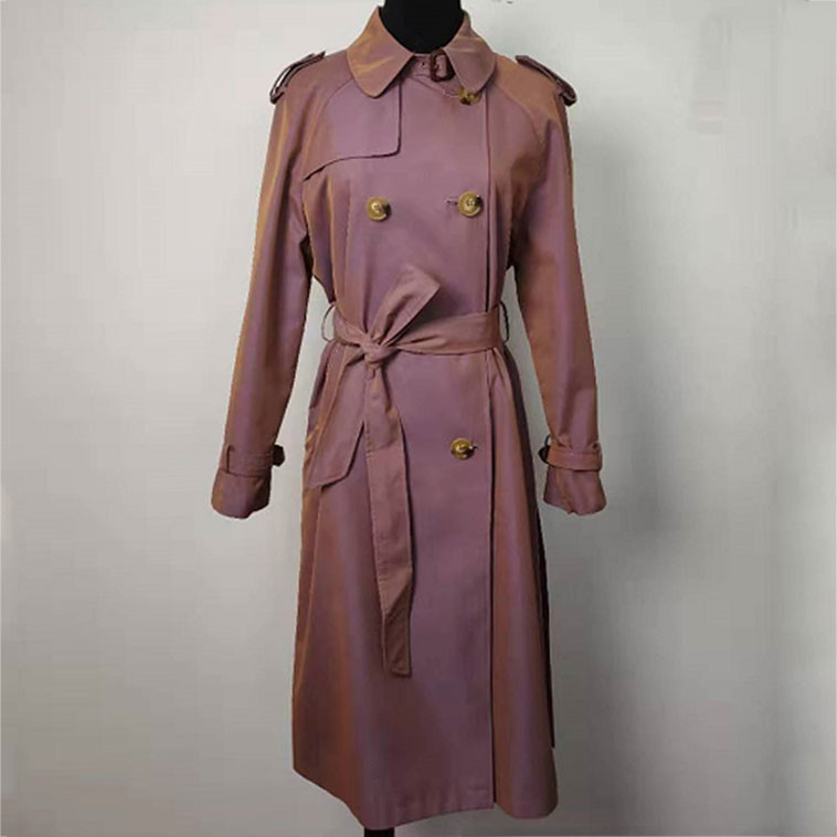Gradually Changing Color Long Trench Coat Double - Breasted Windbreaker