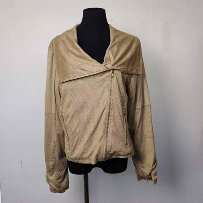 Fake Suede Ladies Fashion Wear , Soft Zipped Loose Fit Short Coat Womens