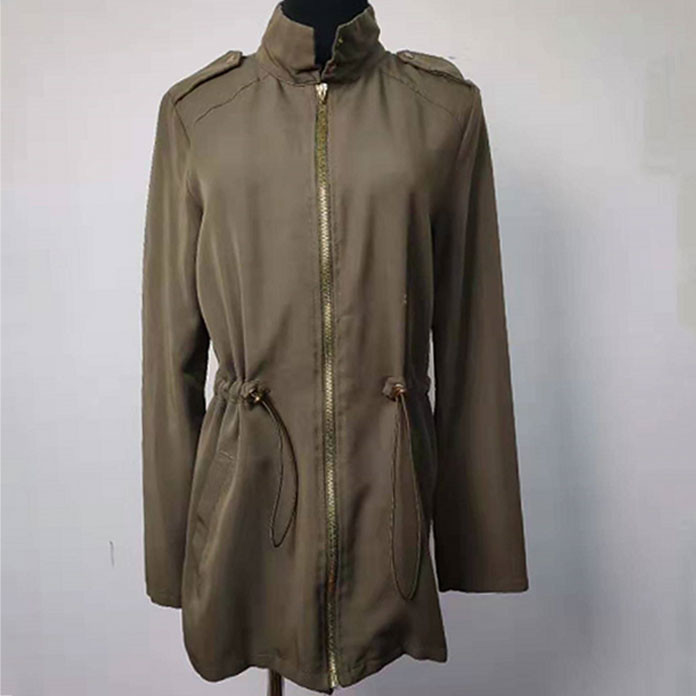 Windproof Fashion Ladies Jackets , Long Sleeves Army Green Trench Coat