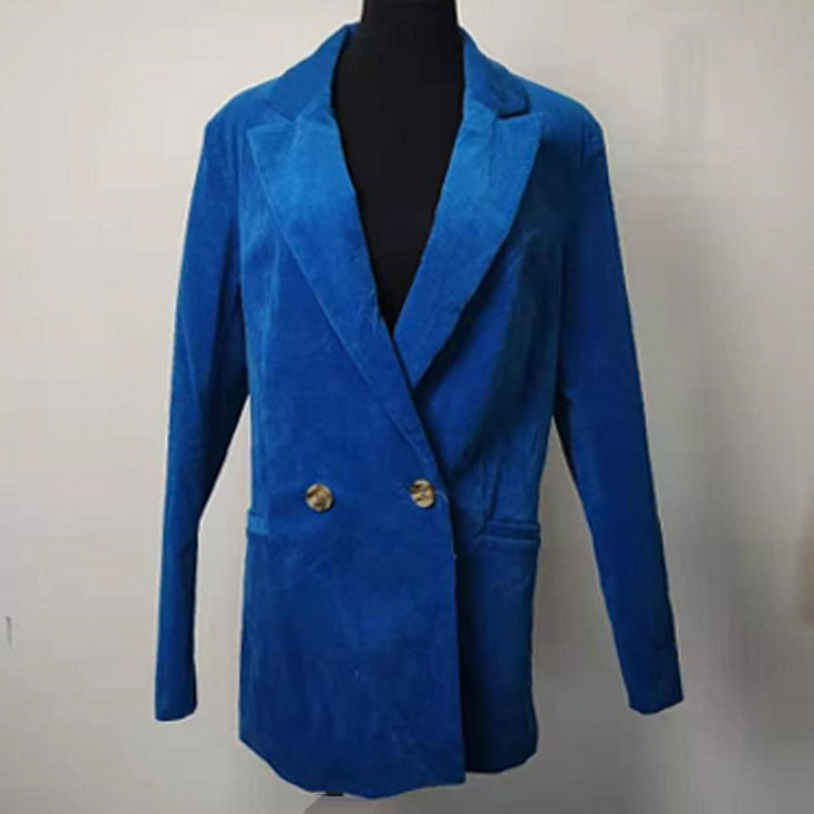 Corduroy Women's Casual Blazers , Ladies Double - Breasted Casual Work Blazer