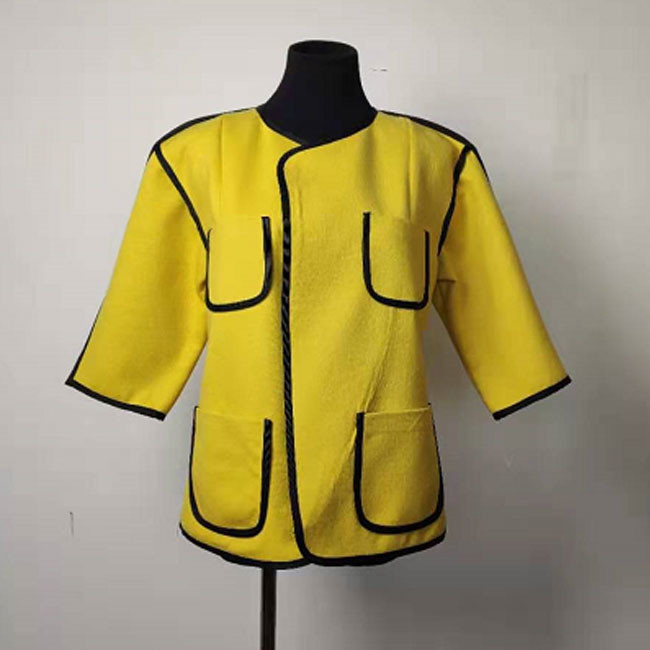 Fashion Crew Neck Ladies Wool Blazer Jackets With Four Outside Pockets