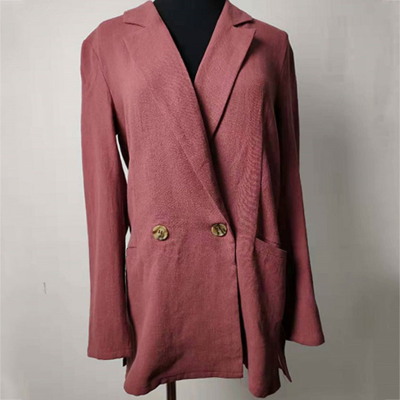 Double - Breasted Casual Cotton Blazer Womens Casual Office Blazer